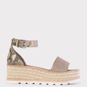 Dolce Vita Taupe Suede & Reptile Print Platform Sandal, Size 6.5